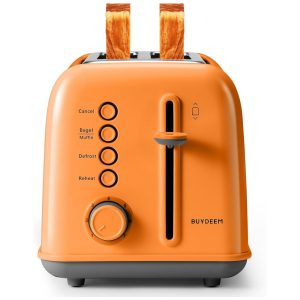 Torradeira BUYDEEM DT620 Laranja 2 Fatias com Fendas Largas Função Bagel e Muffin Bandeja de Migalhas Removível e 7 Níveis de Tostagem 110V