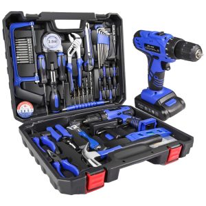 jar owl Kit de Ferramentas c Maleta de Transporte e Parafusadeira 110V 107 Peças Azul