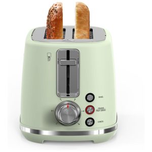 Torradeira 2 Fatias com Desligamento Automático Bandeja de Migalhas 6 Níveis de Tostagem 110V 1000W LONGDEEM Verde