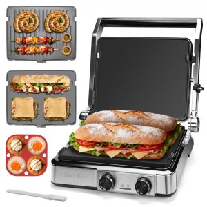 Sanduicheira Elétrica 4 Fatias Baker's Friend Grafite 1400W Placas Revertíveis 120V 37x13x33 cm