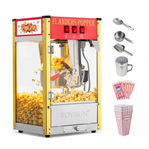 Pipoqueira Elétrica Retrô Produz até 32 Xícaras Aço Inoxidável 110v ROVSUN Vermelho