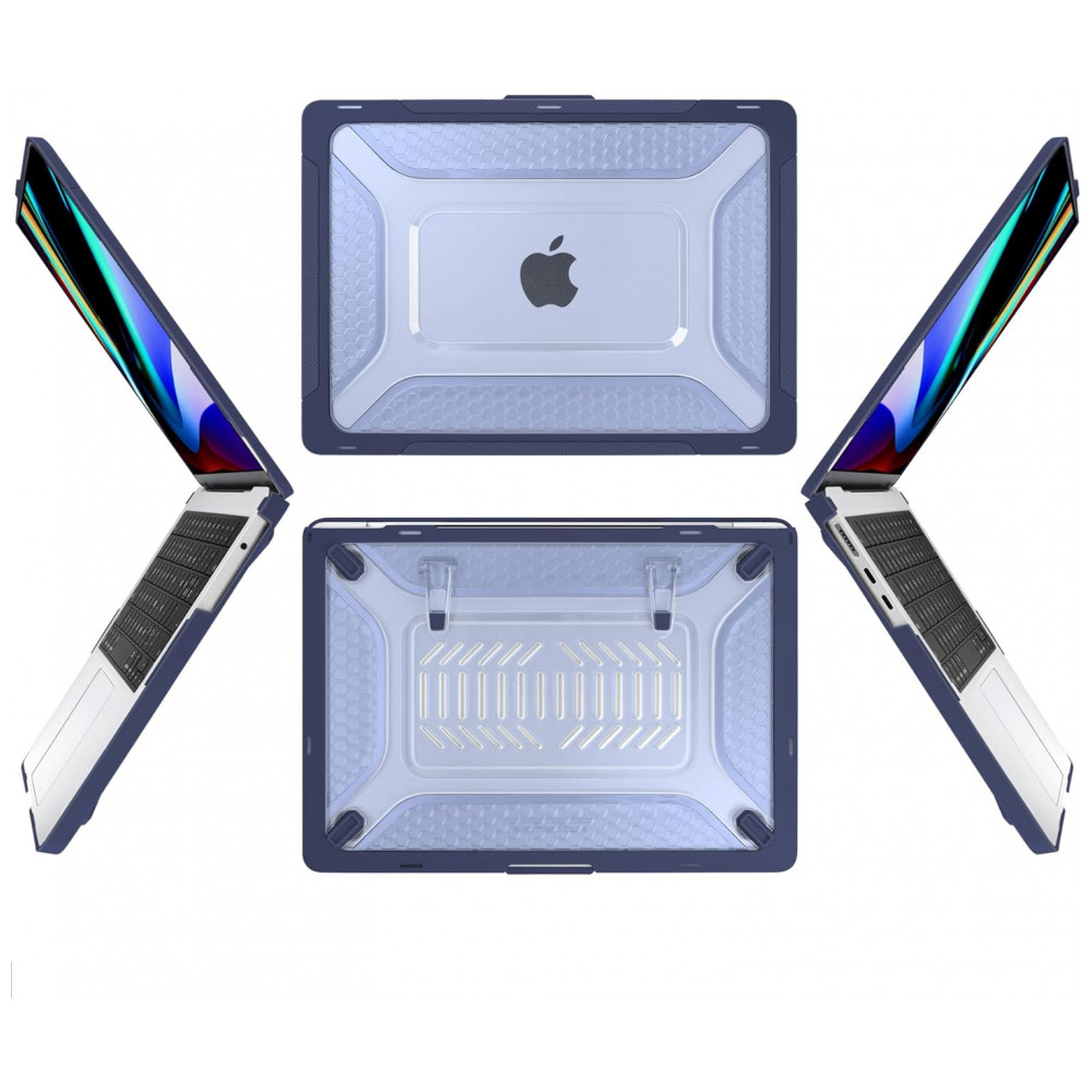 Capa Rígida Batianda Honeycomb MacBook Air 136" Azul Marinho – Modelos A2681 A3113 A3240 com Suporte Dobrável e Proteção Completa - Imagem 2