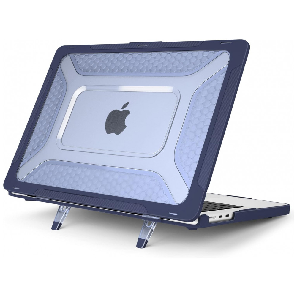 Capa Rígida Batianda Honeycomb MacBook Air 136" Azul Marinho – Modelos A2681 A3113 A3240 com Suporte Dobrável e Proteção Completa - Imagem 3
