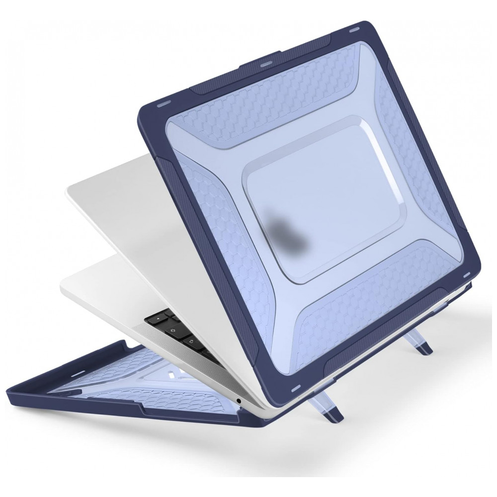 Capa Rígida Batianda Honeycomb MacBook Air 136" Azul Marinho – Modelos A2681 A3113 A3240 com Suporte Dobrável e Proteção Completa - Imagem 4