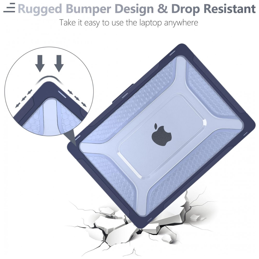 Capa Rígida Batianda Honeycomb MacBook Air 136" Azul Marinho – Modelos A2681 A3113 A3240 com Suporte Dobrável e Proteção Completa - Imagem 5