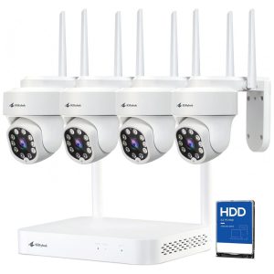 Sistema de Câmera de Segurança sem Fio 2K Wi Fi Kittyhokcom Cartão de 500GB