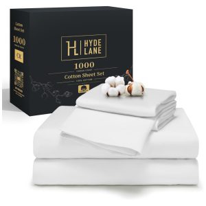 Conjunto de Lençóis em 100% Algodão de 1000 Fios Tamanho Queen Luxo e Conforto para Sua Cama Hyde Lane Branco