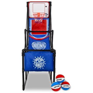 Jogo de Basquete Arcade Infantil com 3 Bolas Placar Eletrônico e Efeitos Sonoros para Crianças de 3 a 6 Anos Pop-A-Shot Azul