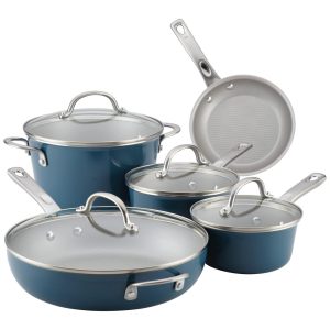 Conjunto de Panelas e Frigideiras Antiaderentes 9 Peças AYESHA CURRY KITCHENWARE 10769 Azul