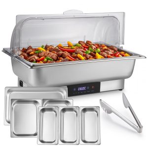 Conjunto de servidor de buffet Elétrico de Aço Inoxidável com Controle de Temperatura e Panela Tripla para Buffet