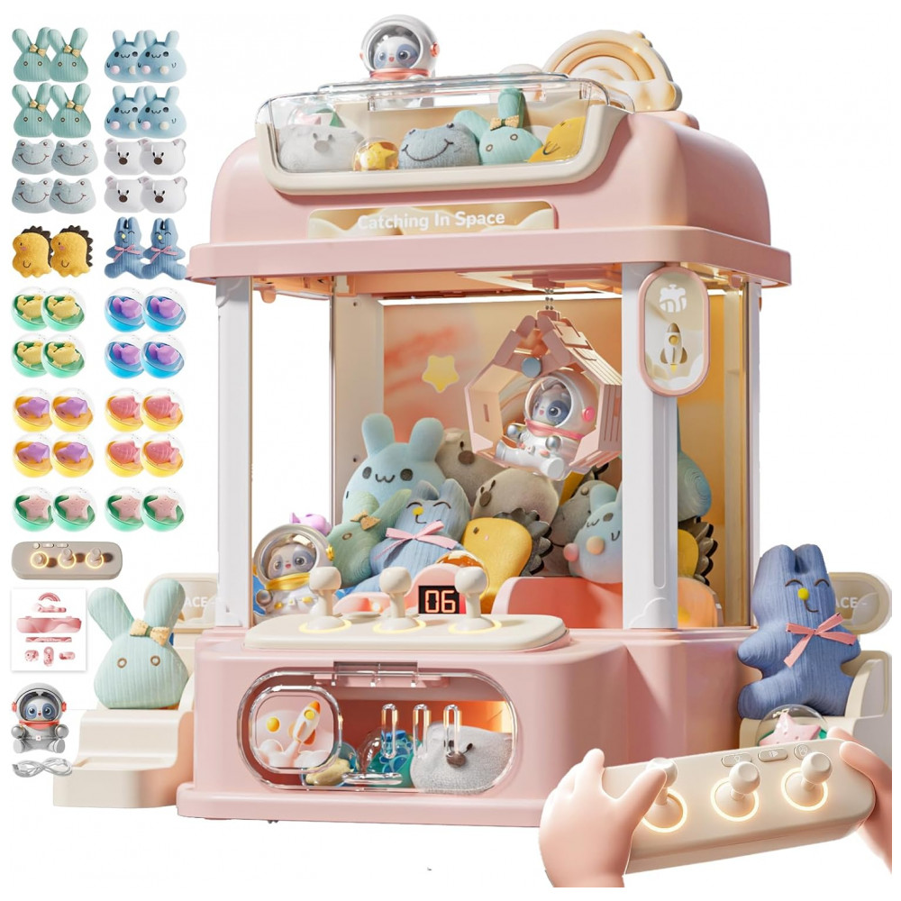 Máquina de Garra Mini Arcade LFACHTER Rosa com Controle Remoto, Luzes e Som