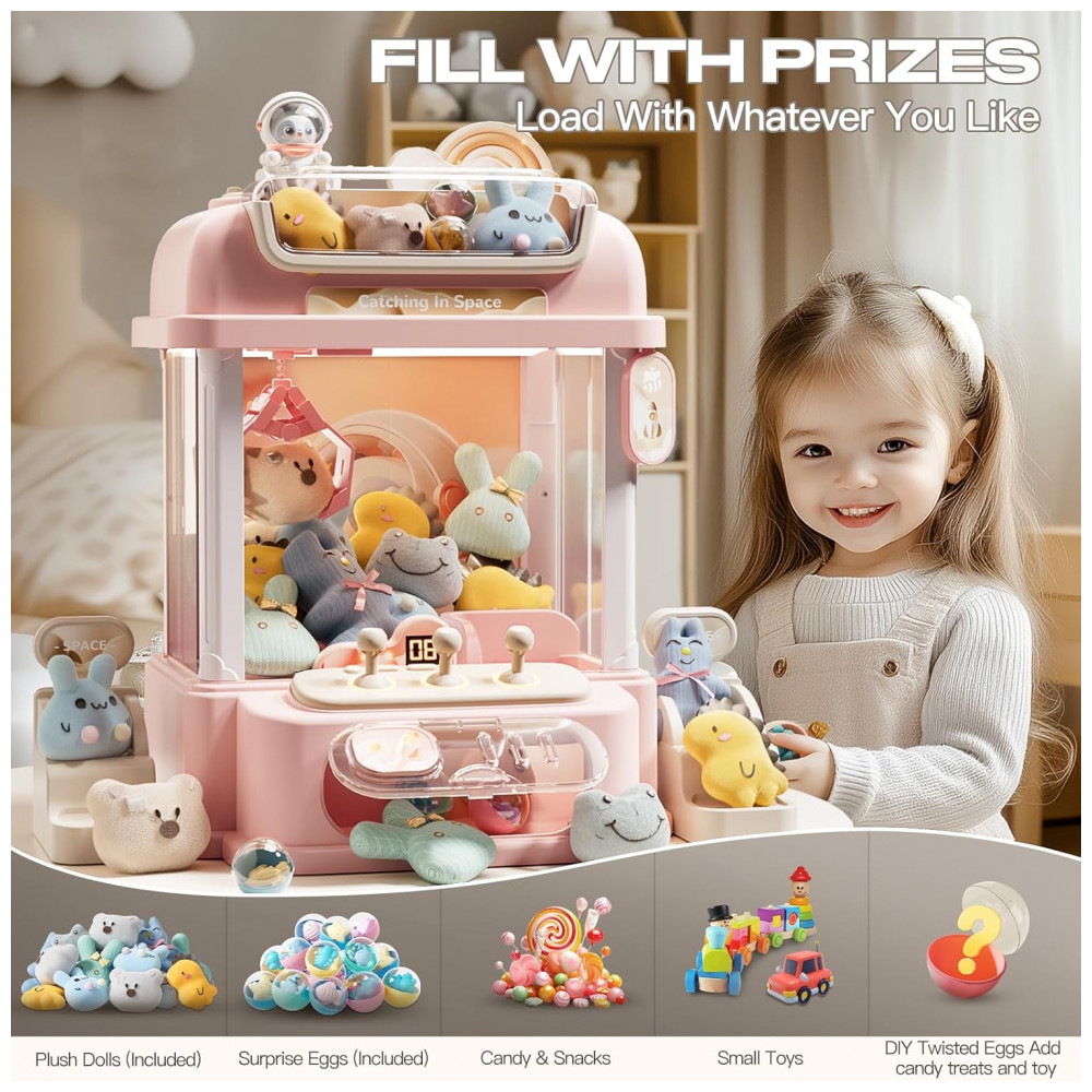 Máquina de Garra Mini Arcade LFACHTER Rosa com Controle Remoto, Luzes e Som - Imagem 5