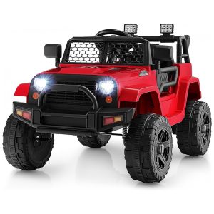 Carro Elétrico Infantil a Bateria 12V com Luzes LED Buzina. MP3 e Suspensão de Mola HONEY JOY Vermelho