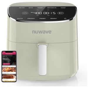 Fritadeira Air Fryer Nuwave Brio Plus 75L sem PFAS 7 funções digitais: fritar assar grelhar desidratar torrar reaquecer 150 predefinições