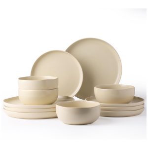 Conjunto de Jantar AmorArc em Cerâmica Stoneware com Bordas Onduladas Alta Resistência a Lasca e Trinca Preto Fosco 12 Peças para 4 Pessoas