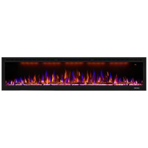 Lareira Elétrica de Embutir A45x194L com Controle Remoto e Chamas Multicolorida 110V Dreamflame Preta