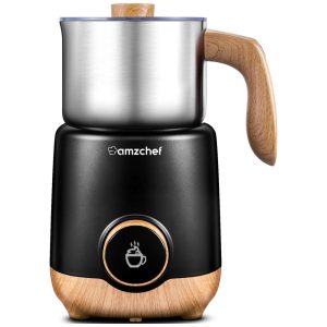 Espumador e Aquecedor 8 em 1 AMZCHEF 550W Jarro Inox 600ml para Preparar Latte Cappuccino Espuma e Leite Quente