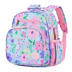 Mochila infantil floral azul clara mibasies 7L para meninas 2 a 4 anos 30 cm