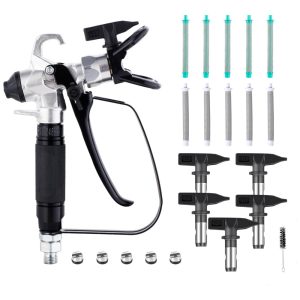 Conjunto de 16 Peças para Pistola de Pintura Airless com Protetor de Bico 5 Pontas de Pulverização 10 Filtros 3300 PSI Alta PressãoDotool.
