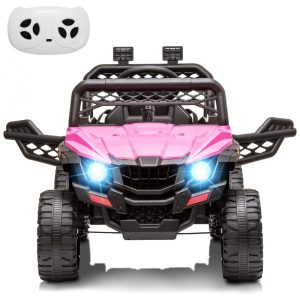 Carro Elétrico Infantil 1 Assento com Suspenção Luzes LED Bateria 12V RCtown Rosa
