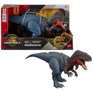 Brinquedo Mattel Jurassic World Rebirth Wild Roar Dinosaur Toy - Figura Posable Abelisaurus com Ataque Directional e Som Diversão Digital