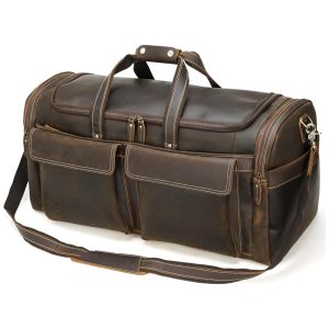 Polare Bolsa de Viagem Masculina Clássica de Couro Marrom