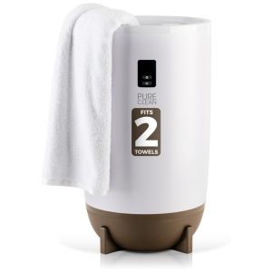 Aquecedor de Toalha Elétrico até 2 Toalhas com Desligamento Automático Temporizador Integrado para 15-60 minutos e Anel de LED 500W 110V PURE CLEAN Taupe