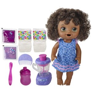 Boneca Magic Mixer Boneca Explosão de Mirtilo com Acessórios de Liquidificador para Crianças Acima de 3 Anos Baby Alive