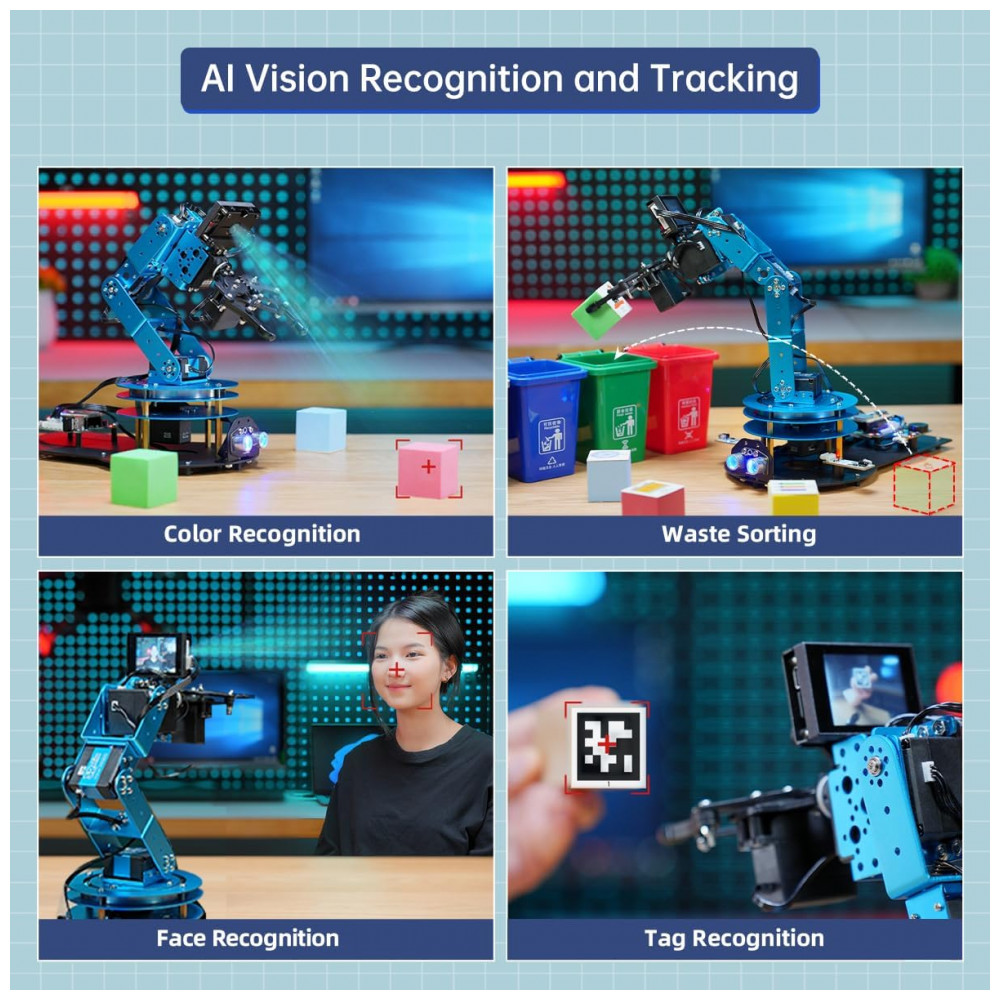 Hiwonder LeArm AI Standard Kit – Braço Robótico 6DOF com Interação por Voz e Visão Computacional – Kit Educacional Arduino para Projetos STEM - Imagem 3