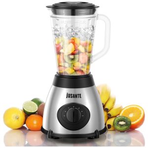 Liquidificador de Bancada 1.4L com 5 Velocidades e Jarra de Vidro 1000W 110V JUSANTE Prata