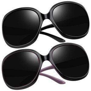 Óculos de Sol Feminino Polarizados com Proteção UV Joopin D04 2 Unidades Preto e Preto Roxo