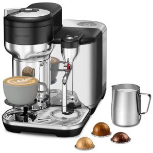 Máquina de Café com 3 Configurações Personalizáveis e Bocal de Leite 110V 1350W Breville Nespresso Vertuo Creatista BVE850BTR Preta