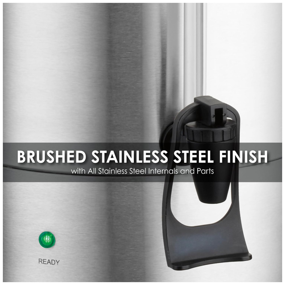 Urna de Café Comercial em Aço Inoxidável 44L com Medidor de Quantidade Luz Indicadora e Plugue de 5 a 15 fases 110V 1440W Waring WCU30 Prata - Imagem 3