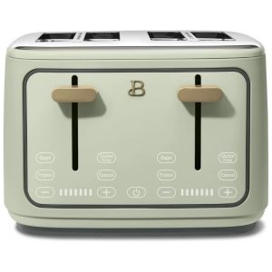 Torradeira elétrica de pão 4 fatias Beautiful Verde 1800W slots extralargos display touch funções bagel e congelados aço inox 110V