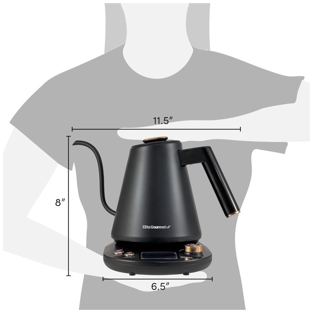 Chaleira Eletrônica de Luxo Elite Gourmet EKT3001 1L Interior em Aço Inox 304 Programação de Temperaturas Manter Quente Sem Fio Base Giratória Desligamento Automático. - Imagem 5