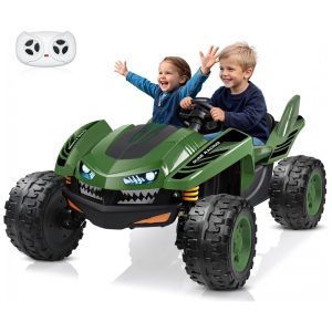 Carro Elétrico Infantil ANPABO Verde 24V 2 Lugares 4 Motores 200W Off-Road UTV Pneus EVA Suspensão Controle Bluetooth 5.1km/h