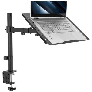 Suporte para suporte de mesa para notebook único extensão totalmente ajustável com braçadeira escuro VIVO FBASTAND V001L Cinza escuro