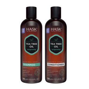 Shampoo e Condicionador Óleo de Árvore de Chá e Rosemário Todos os Tipos de Cabelos 355ml HASK EXOTICS Verde Limão
