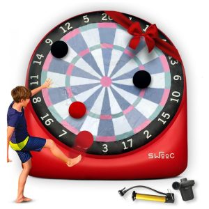 Alvo de Dardos Inflável Gigante de 187 Metros de Altura com Bolas e Bomba de Ar SWOOC Vermelho