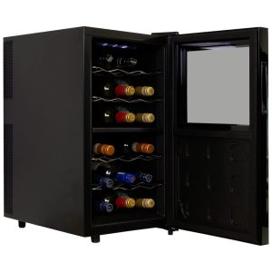 Koolatron 18 Garrafas Dual Zone Refrigerador de Vinhos Geladeira de Vinhos Preta48L Adega Independente Armazenamento de Vinhos