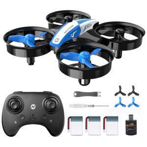 Mini Drone para Crianças e Iniciantes com Pairar Automático Giros 360º Pouso Automático e 3 Baterias Holy Stone HS210 Azul