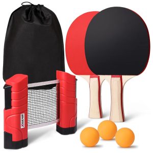 Kit de Ping Pong com Mesa Portátil 2 Raquetes 3 Bolas XGEAR Preto