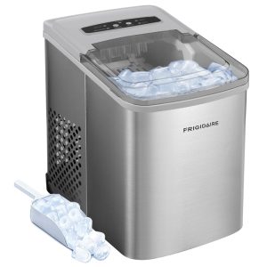 Máquina de Gelo de Bancada que Produz 11 kg em 24H com Indicadores LED e Material de Aço Inoxidável 110V 105W Frigidaire EFIC120 Prata