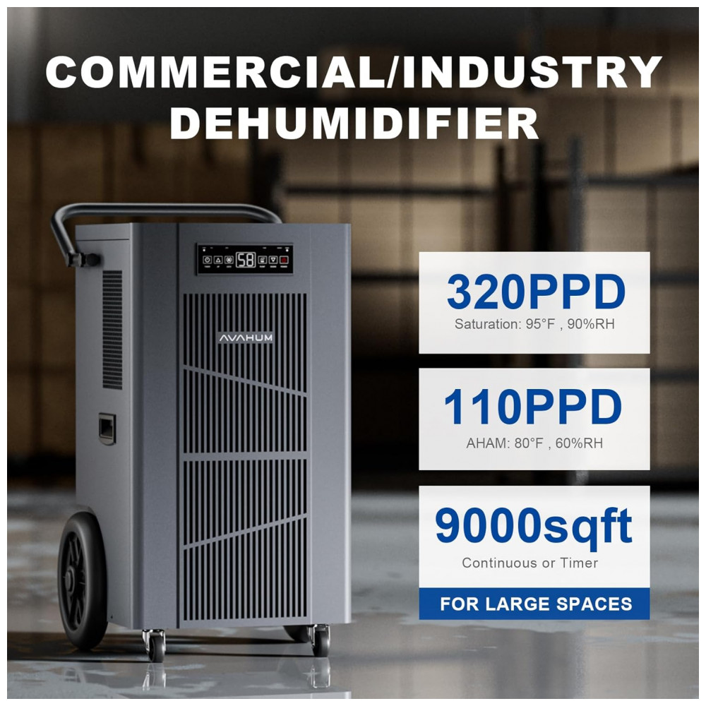 Desumidificador Comercial de 151 litros com Bomba, Ideal para Ambientes Industriais, 24H Timer, Espaços Grandes de 213 m2, - Imagem 2