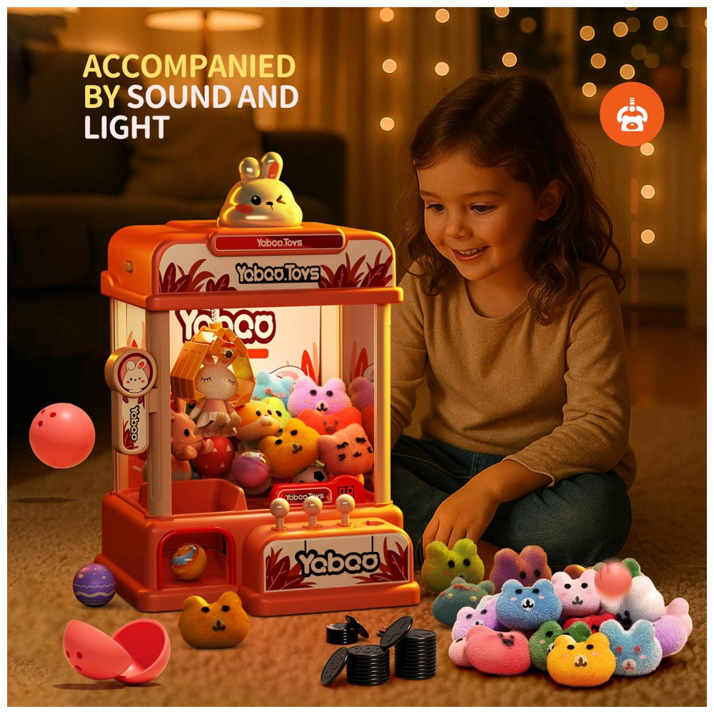 Máquina de Garra Rosa ORANGE OCEAN – Mini Arcade Infantil com 54 Peças, Luzes, Música e Temporizador de 60s - Imagem 3
