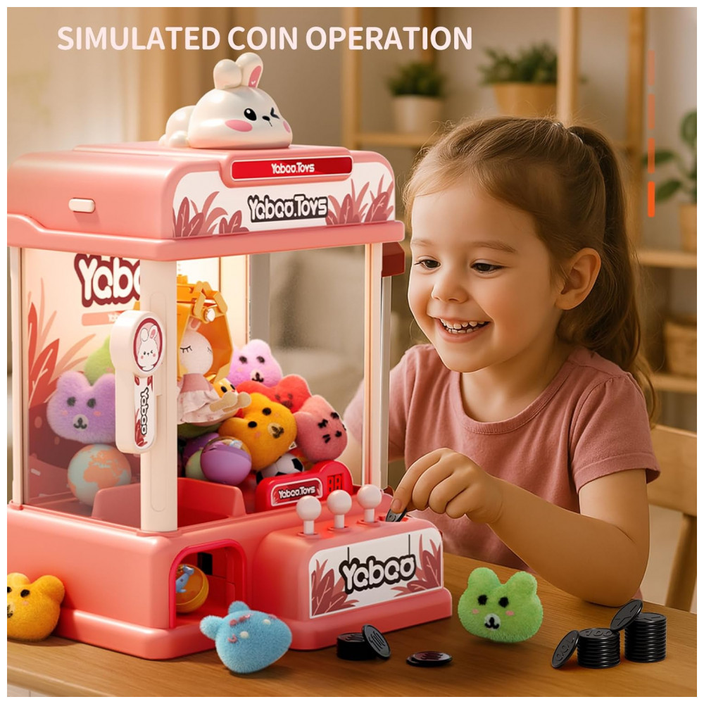 Máquina de Garra Rosa ORANGE OCEAN – Mini Arcade Infantil com 54 Peças, Luzes, Música e Temporizador de 60s - Imagem 4