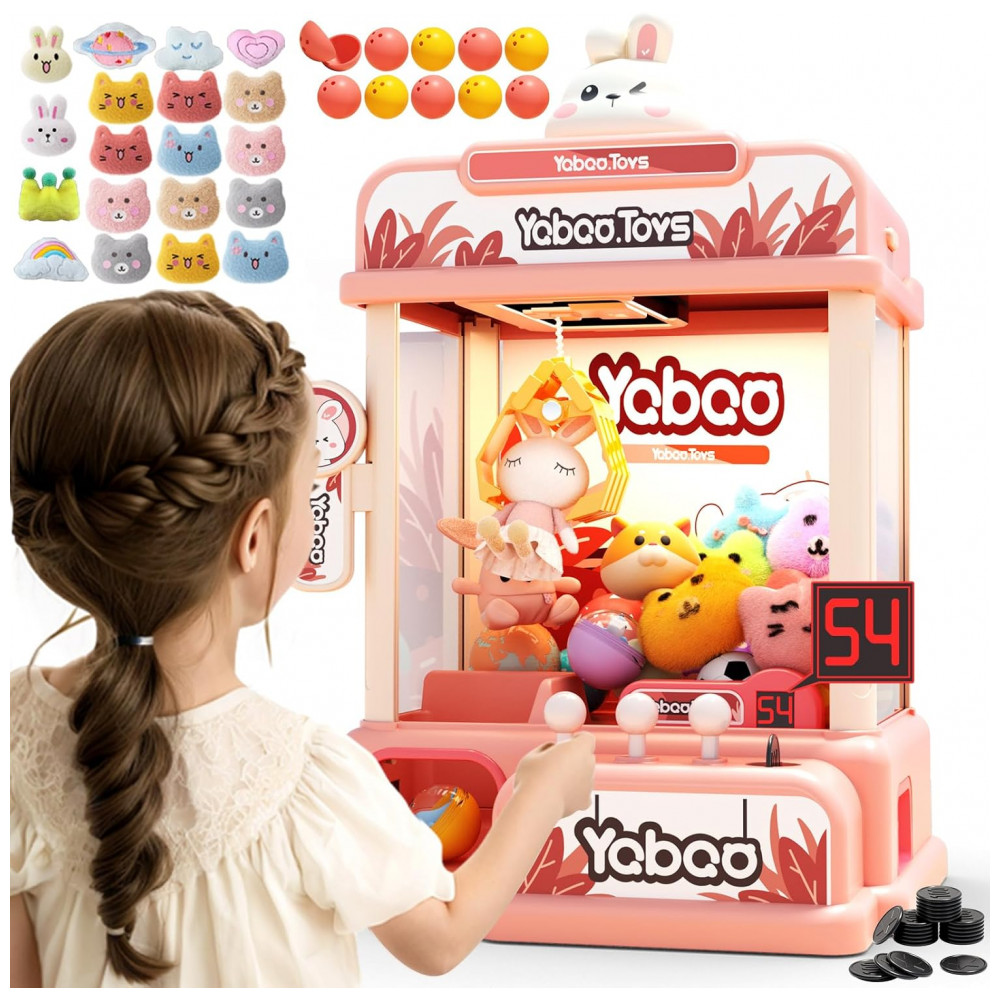 Máquina de Garra Rosa ORANGE OCEAN – Mini Arcade Infantil com 54 Peças, Luzes, Música e Temporizador de 60s - Imagem 8