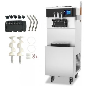 Máquina de Sorvete Soft Comercial XPW Inox 3 Sabores 2x6L Alta Produção 2450W 110V