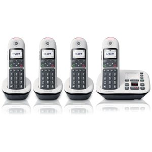 Telefone sem Fio com bloqueio de chamadas e secretária eletrônica 4 unidades branco MOTOROLA CD5014 Branco