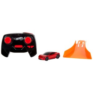 Carro de Controle Remoto Infantil Tesla Roadster Escala 1:64 com Adaptador de Pista para Crianças Acima de 5 Anos Hot Wheels